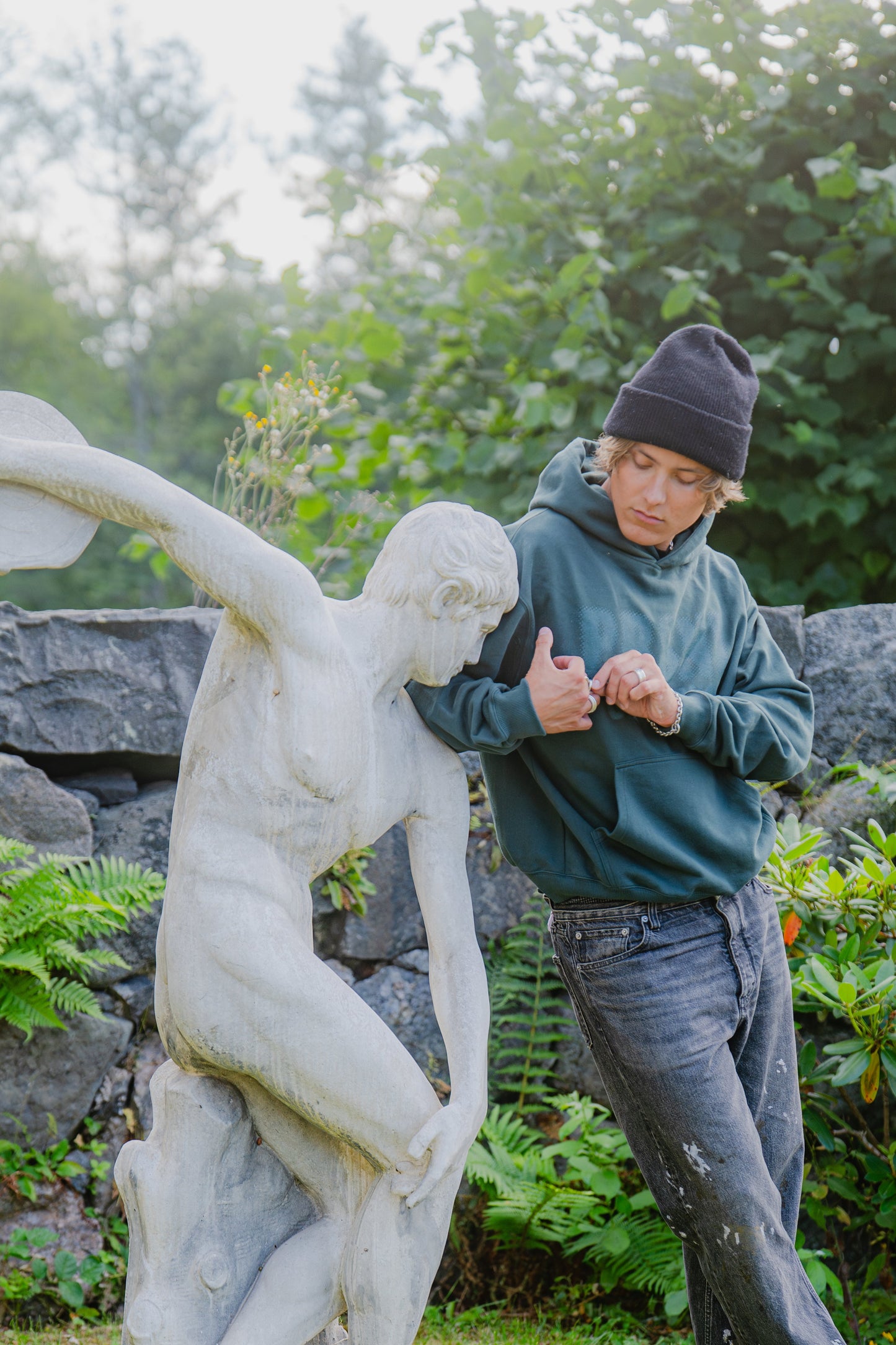 DOTTED LOGO - PINE GREEN HOODIE